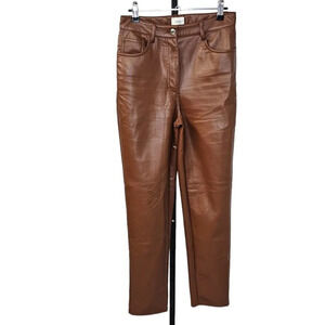 Aritzia Wilfred The Melina  High Rise Vegan Leather Pants Straight Leg Sz 4 Tall